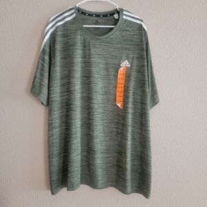 Adidas Primegreen Aeroready T-Shirt Men L Green Striped Short Sleeve NWT